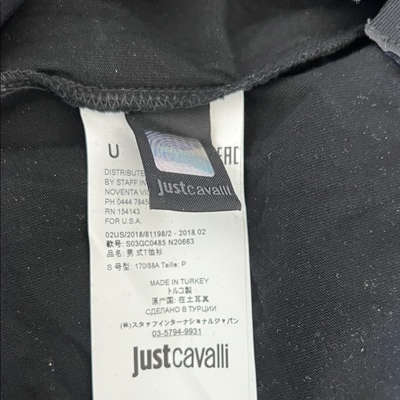 Just Cavalli Black Star Pattern Men's Tee - Picture 8 of 9